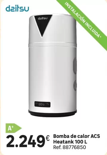 Oferta de Daitsu - Bomba De Calor Acs Hearank 100 L por 2249€ en Leroy Merlin