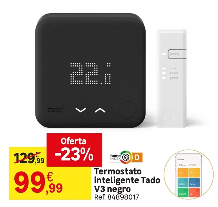 Oferta de Termostato Inteligente Tado V3 Negro por 99,99€ en Leroy Merlin