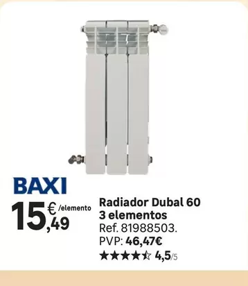 Oferta de Radiador Dubal 60 3 Elementos por 15,49€ en Leroy Merlin