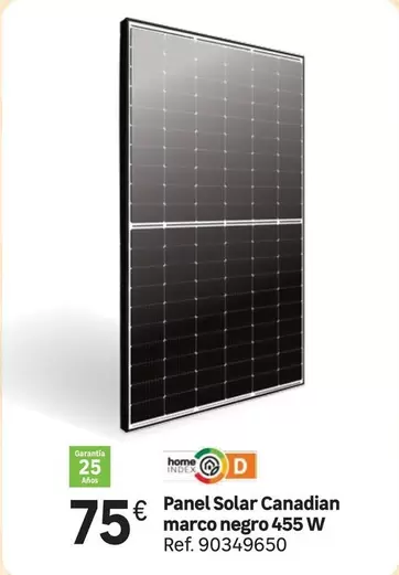 Oferta de Panel Solar Canadian Marco Negro por 75€ en Leroy Merlin