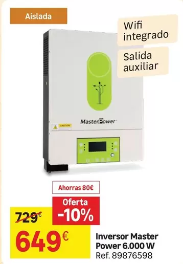 Oferta de Wifi - Inversor Master Power 60,000 W por 649€ en Leroy Merlin