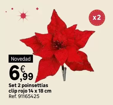 Oferta de Set 2 Poinsettias Clip Rojo por 6,99€ en Leroy Merlin