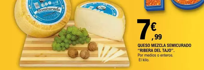 Oferta de Ribera Del Tajo - Queso Mezcla Semicurado por 7,99€ en E.Leclerc