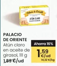 Oferta de Palacio De Oriente - Atún Claro En Aceite De Girasol por 1,59€ en Eroski