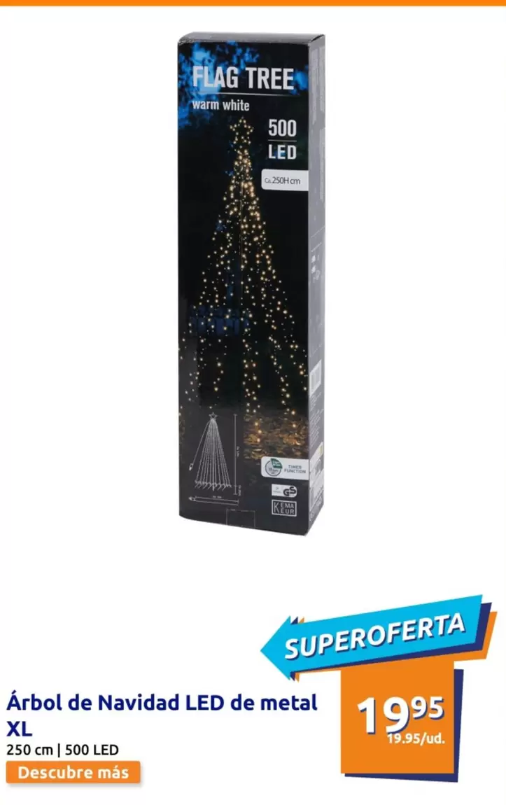 Oferta de Arbol De Navidad Led De Metal por 19,95€ en Action