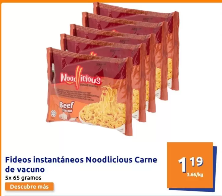 Oferta de Instant - Fideos Instantáneos Noodlicious Carne De Vacuno por 1,19€ en Action