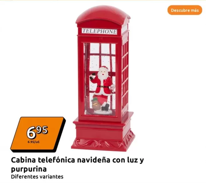 Oferta de Cabina Telefonica Navidena Con Luz Y Purpurina por 6,95€ en Action