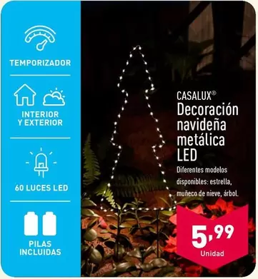 Oferta de Casalux - Decoracion Navidena Metalica por 5,99€ en ALDI