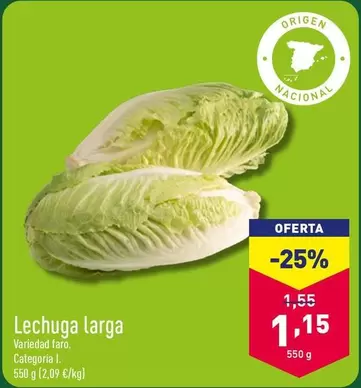 Oferta de Lechuga Larga por 1,15€ en ALDI