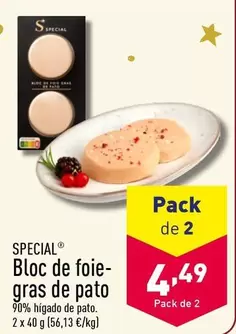 Oferta de Special - Bloc De Foie-gras De Pato por 4,49€ en ALDI