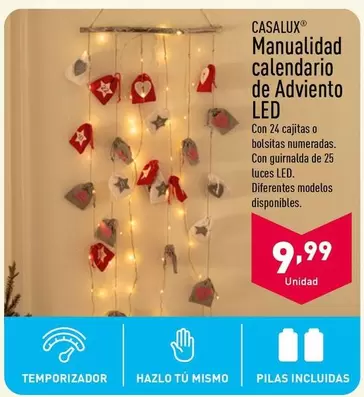 Oferta de Casalux - Manualidad Calendario De Adviento Led por 9,99€ en ALDI