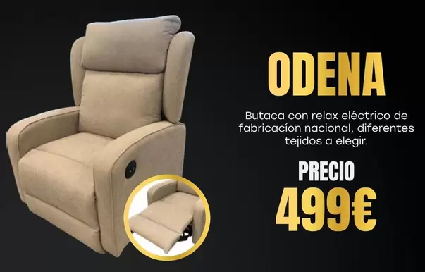 Oferta de Odena Butaca Con Relax Eléctrico De Fabricacion Nacional, Diferentes Tejidos A Elegir por 499€ en OKSofas