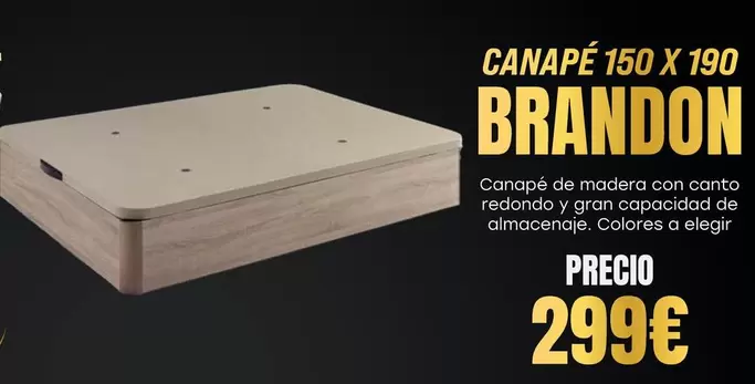 Oferta de Brandon - Canapé De Madera Con Canto Redondo Y Gran Capacidad De Almacenaje por 299€ en OKSofas