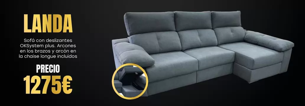 Oferta de Landa Sofá Con Deslizantes OKSystem Plus  por 1275€ en OKSofas