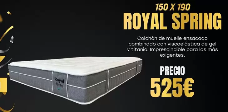 Oferta de Royal Spring Colchón De Muelle Ensacado Combinado Con Viscoelástica De Gel Y Titanio por 525€ en OKSofas