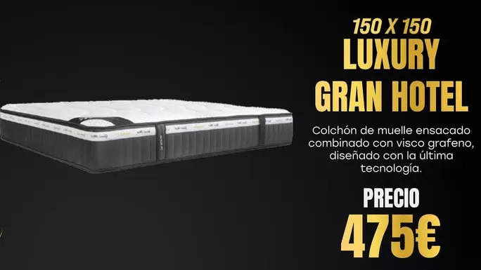 Oferta de Luxury Gran Hotel Colchón De Muelle Ensacado Combinado Con Visco Grafeno, Diseñado Con La Última Tecnología por 475€ en OKSofas