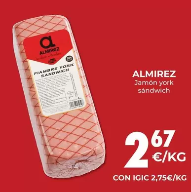 Oferta de Almirez - Jamon York Sandwich por 2,67€ en CashDiplo