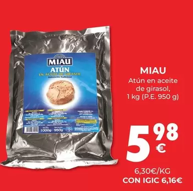 Oferta de Miau - Atun En Aceite De Girasol por 5,98€ en CashDiplo