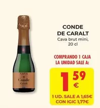 Oferta de Conde de Caralt - Cava Brut Mini por 1,59€ en CashDiplo