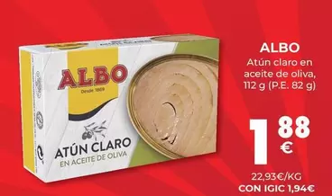 Oferta de Albo - Atún Claro En Aceite De Oliva por 1,88€ en CashDiplo