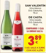 Oferta de San valentin - Vino Blanco D.o. Cataluna por 3,89€ en CashDiplo