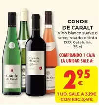 Oferta de Conde de Caralt - Vino Blanco Suave O Seco, Rosado O Tinto D.o. Cataluna por 2,95€ en CashDiplo