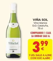 Oferta de Viña Sol - Vino Blanco D.o. Cataluna por 4,19€ en CashDiplo