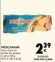 Oferta de Pescamar - Atun Claro En Aceite De Girasol por 2,39€ en CashDiplo