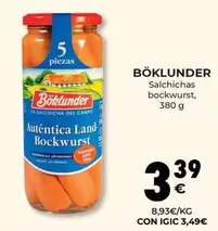 Oferta de Boklunder - Salchichas Bockwurst por 3,39€ en CashDiplo