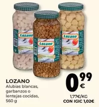 Oferta de Lozano - Alubias Blancas Garbanzos O Lentejas Cocidas por 0,99€ en CashDiplo