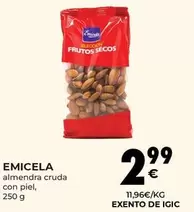 Oferta de Emicela - Almendra Cruda Con Piel por 2,99€ en CashDiplo