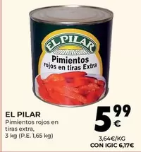 Oferta de El pilar - Pimientos Rojos En Tiras Extra por 5,99€ en CashDiplo