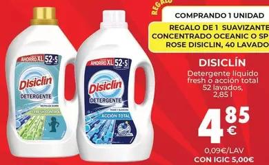 Oferta de Disiclin - Detergente Liquido Fresh O Acción Total 52 Lavados por 4,85€ en CashDiplo