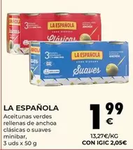 Oferta de La Española - Aceitunas verdes rellenas de anchoa clasicas o suave por 1,99€ en CashDiplo