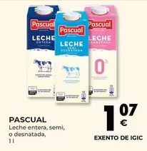 Oferta de Pascual - Leche Entera, Semi, O Desnatada por 1,07€ en CashDiplo