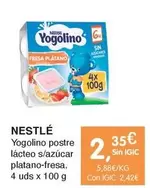 Oferta de Nestlé - Yogolino Postre Lacteo S/ Azúcar Platano-fresa por 2,35€ en CashDiplo