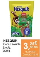 Oferta de Nestlé - Nesquik Cacao Soluble Jungly por 3,25€ en CashDiplo