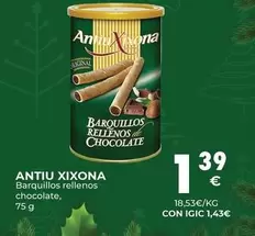 Oferta de Antiu Xixona - Barquillos Rellenos Chocolate por 1,39€ en CashDiplo