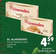 Oferta de El Almendro - Turrón Blando O Duro Suprema por 4,59€ en CashDiplo