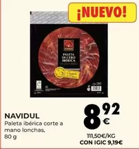 Oferta de Navidul - Paleta Iberica Corte A Mano Lonchas por 8,92€ en CashDiplo