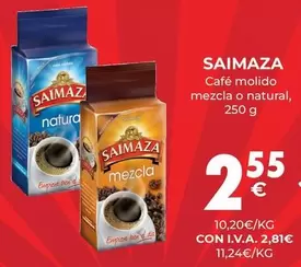 Oferta de Saimaza - Cafe Molido Mezcla O Natural por 2,81€ en CashDiplo