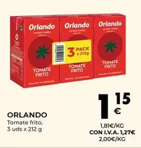 Oferta de Orlando - Tomate Frito por 1,15€ en CashDiplo