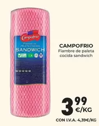 Oferta de Campofrío - Fiambre De Paleta Cocida Sandwich por 3,99€ en CashDiplo