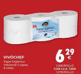 Oferta de Vivo cheff - Papel Higiénico Industrial 2 Capas por 6,29€ en CashDiplo