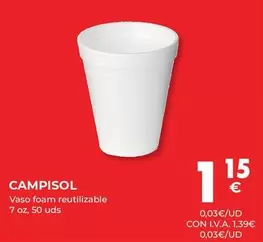 Oferta de Campisol - Vaso Foam Reutilizable por 1,15€ en CashDiplo