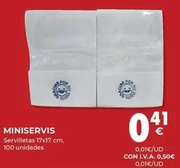 Oferta de Miniservis - Servilletas 17x17 Cm, 100 Unidades por 0,41€ en CashDiplo