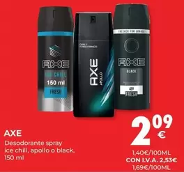 Oferta de Axe - Desodorante Spray Ice Chill, Apollo O Black por 2,09€ en CashDiplo