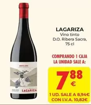 Oferta de Lagariza - Vino Tinto D.o. Ribera Sacra por 7,88€ en CashDiplo