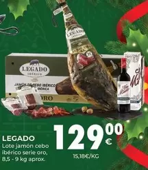 Oferta de Legado - Lote Jamon Cebo Iberico Serie Oro por 129€ en CashDiplo