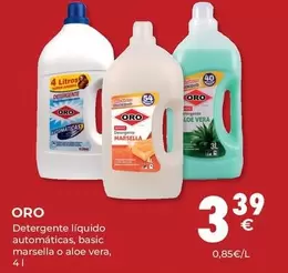 Oferta de Oro - Detergente Liquido Automaticas, Basic Marsella O Aloe Vera por 3,39€ en CashDiplo